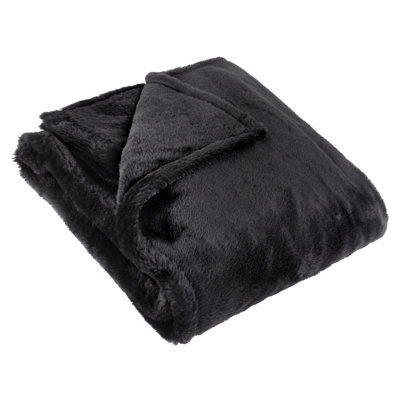 furn. Furn Kallu Double-Sided Faux-Fur Throw, Black, 130 X 180Cm - image 1