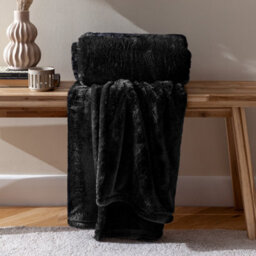 furn. Furn Kallu Double-Sided Faux-Fur Throw, Black, 130 X 180Cm - thumbnail 3