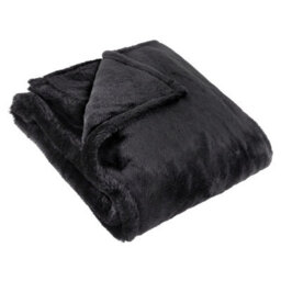 furn. Furn Kallu Double-Sided Faux-Fur Throw, Black, 130 X 180Cm