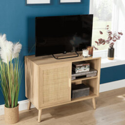 Home Source Astbury 1 Rattan Door Compact Open Shelving Sideboard Cabinet Storage Unit - thumbnail 2
