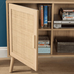 Home Source Astbury 1 Rattan Door Compact Open Shelving Sideboard Cabinet Storage Unit - thumbnail 5