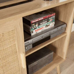 Home Source Astbury 1 Rattan Door Compact Open Shelving Sideboard Cabinet Storage Unit - thumbnail 6