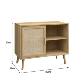Home Source Astbury 1 Rattan Door Compact Open Shelving Sideboard Cabinet Storage Unit - thumbnail 9