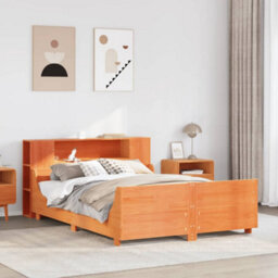 Berkfield Bed Frame Without Mattress Wax Brown 150X200 Cm King Size Solid Wood Pine - thumbnail 1
