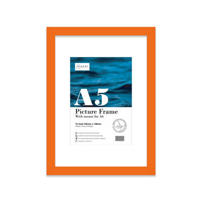 A5 Orange Picture Frame With Mount For A6 (10.5 X 14.8Cm - 4.1 X 5.8In) Poster, Photo, Artwork, Or Print. - image 1