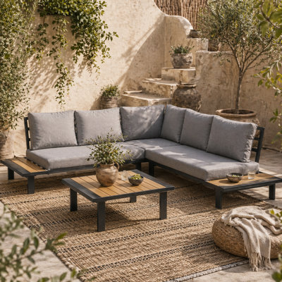 Wyld Haus Lehak 5-Seater L-Shaped Aluminium Garden Sofa Set With Coffee Table And Built-In Side Tables - image 1