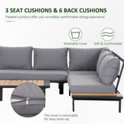 Wyld Haus Lehak 5-Seater L-Shaped Aluminium Garden Sofa Set With Coffee Table And Built-In Side Tables - thumbnail 7