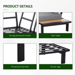 Wyld Haus Lehak 5-Seater L-Shaped Aluminium Garden Sofa Set With Coffee Table And Built-In Side Tables - thumbnail 8