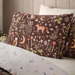 Catherine Lansfield Enchanted Twilight Animals Reversible Double Duvet Cover Set With Pillowcases Chocolate - thumbnail 3