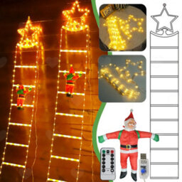 Amorly Christmas Led Ladder Lights, 8 Mode Remote Control Usb Powered String Lights, Warm White Holiday Lighting For Eaves Outdoor Use - thumbnail 1