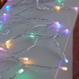 50 Multicolour Led String Lights With Timer Function Clear Cable - thumbnail 1