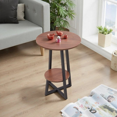 48 Cm Small Round Sofa Side Table Coffee End Table 2 Tier Shelf Living Room Bedroom - image 1