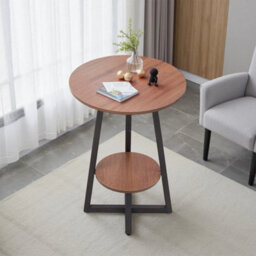 48 Cm Small Round Sofa Side Table Coffee End Table 2 Tier Shelf Living Room Bedroom - thumbnail 5
