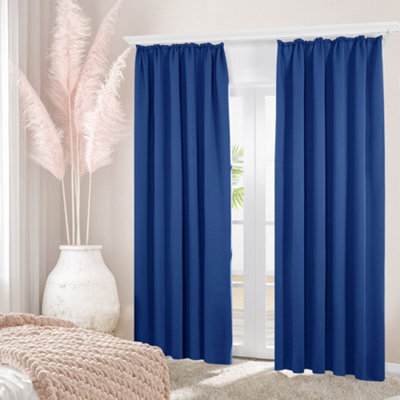 Deconovo Solid Blackout Curtains Pencil Pleat Curtains Thermal Insulated Curtains For Doors W55 X L79 Inch Royal Blue One Pair - image 1