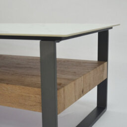 Ascent Rectangular Stone Coffee Table With Shelf - Light Grey - thumbnail 2