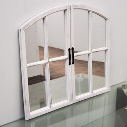 Biznest New White Rustic 72X65Cm Window Style Wall Mirror Simply Stylish Decor Mirror White Wall Window Mirror - thumbnail 2