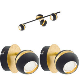 Stylish Black And Gold Ceiling Spot Light With Two Matching Wall Fixtures - thumbnail 1