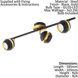 Stylish Black And Gold Ceiling Spot Light With Two Matching Wall Fixtures - thumbnail 2