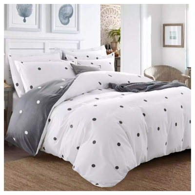 Ameha Print Duvet Cover 3 Piece Set Double Size (200X200Cm) Printed Dotted Cover With Matching Pillowcases Reversible Microfiber - image 1