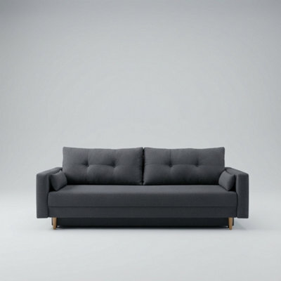 Bongo Upholstered Sofa Bed Hr Foam Bonnell Springs Wooden Legs Bedding Storage Living Room 220X94X86Cm Grey - image 1