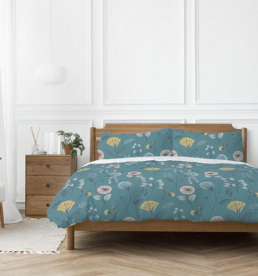 Copenhagen Home Olia Reversible King Size Duvet Cover Set With Pillowcases - Teal - image 1