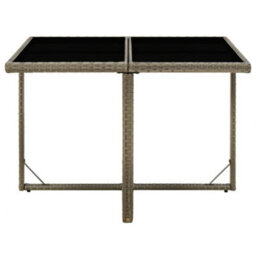 Berkfield Garden Table Grey 109X107X74 Cm Poly Rattan And Glass - thumbnail 2