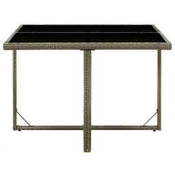 Berkfield Garden Table Grey 109X107X74 Cm Poly Rattan And Glass - thumbnail 3