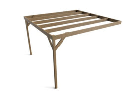 Arbor Garden Solutions Wall-Mounted Wooden Box Pergola, Complete Diy Kit, 3.6M X 4.8M (Rustic Brown Finish)