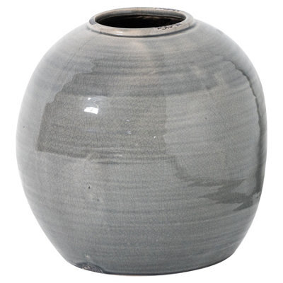Hill Interiors Garda Tiber Glazed Vase Grey (28Cm X 29Cm X 29Cm) - image 1