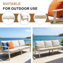 Abrihome 6 Piece Wood Garden Sofa Set - 2 Seater & 2 Armchairs - Compact Outdoor Lounge With Tables - thumbnail 6