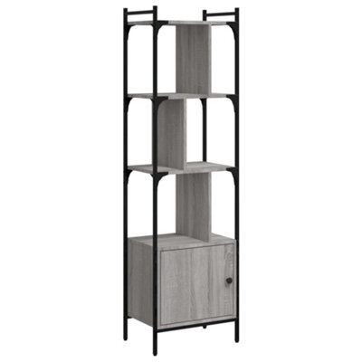 Berkfield Durable Bookcase With Door Grey Sonoma 44.5X30X154.5 Cm Engineered Wood