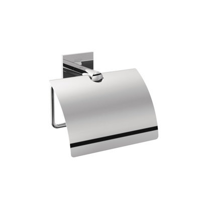 Cosmic  Toilet Roll Holder With Cover, Self-Adhesive, Chrome, Stick Collection - image 1