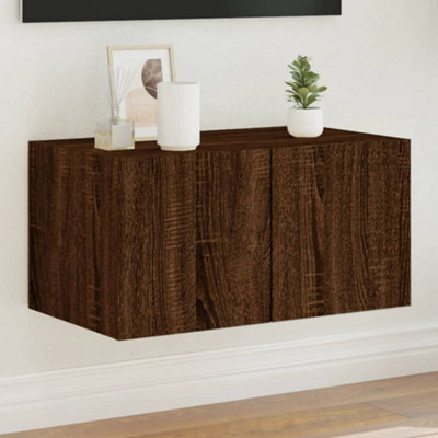 Walplus Tv Wall Cabinet With Led Lights Brown Oak 60X35X31 Cm - image 1