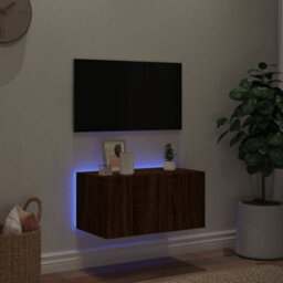Walplus Tv Wall Cabinet With Led Lights Brown Oak 60X35X31 Cm - thumbnail 3