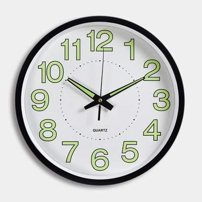 12 Large Luminous Wall Clocks Glow In The Dark Silent Home Digital Clock Decor Black - image 1