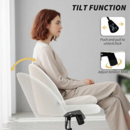 Desk Chair, Fluffy Swivel Office Chair For Makeup Vanity - thumbnail 5