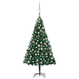 Berkfield Artificial Christmas Tree With Leds&ball Set Green 150 Cm Pvc