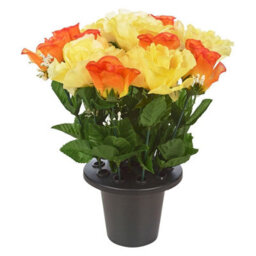 Urbn-Living Urbnliving 30Cm Height Rosebud Orange Yellow Mix Assorted Style Mini Flowerpots In Black Planter