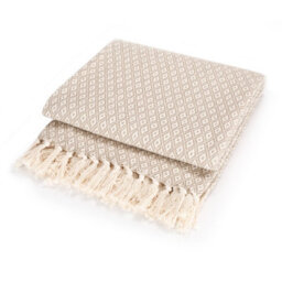 Ehc Super Soft Cotton Large Throw Covers Upto 2-Seater Sofa Or Double Bed, 150 X 200 Cm,  Beige - thumbnail 1