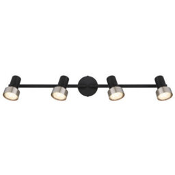 Luminosa Lighting Luminosa Mason Ceiling Spotlight Bar Matt Black, Silver 4X Gu10 - thumbnail 4