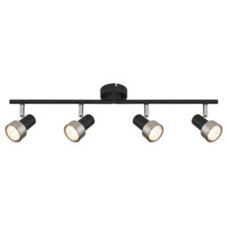 Luminosa Lighting Luminosa Mason Ceiling Spotlight Bar Matt Black, Silver 4X Gu10 - thumbnail 3