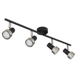 Luminosa Lighting Luminosa Mason Ceiling Spotlight Bar Matt Black, Silver 4X Gu10 - thumbnail 2