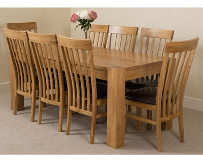 That's Furniture Kuba 180 X 90 Cm Chunky Oak Dining Table And 8 Chairs Dining Set With Harvard Chairs - image 1