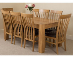 That's Furniture Kuba 180 X 90 Cm Chunky Oak Dining Table And 8 Chairs Dining Set With Harvard Chairs - thumbnail 1