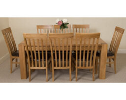 That's Furniture Kuba 180 X 90 Cm Chunky Oak Dining Table And 8 Chairs Dining Set With Harvard Chairs - thumbnail 2