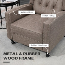 Homcom Marble Effect Manual Reclining Armchair W/ Footrest Studs Wood Legs Brown - thumbnail 7