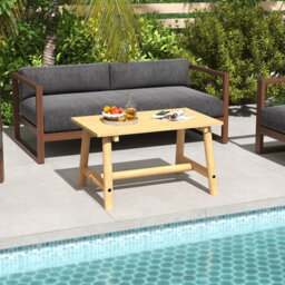 Gainoom Outdoor Natural Coffee Table Solid Wood Patio Table For Garden - thumbnail 3