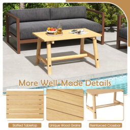 Gainoom Outdoor Natural Coffee Table Solid Wood Patio Table For Garden - thumbnail 7