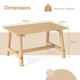Gainoom Outdoor Natural Coffee Table Solid Wood Patio Table For Garden - thumbnail 2
