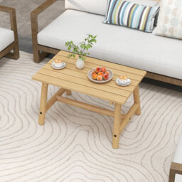 Gainoom Outdoor Natural Coffee Table Solid Wood Patio Table For Garden
